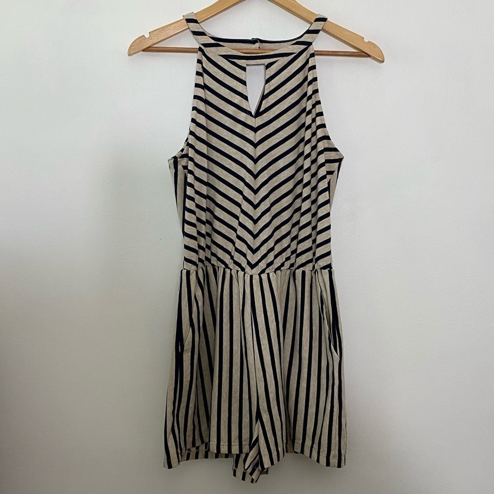 No Brand Striped Halter Neck Sleeveless Romper
